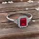 2 - Josie Rainbow Emerald Cut Lab Created Ruby and Round Diamond Halo Engagement Ring 