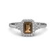 1 - Josie Rainbow Emerald Cut Smoky Quartz and Round Diamond Halo Engagement Ring 