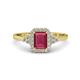 1 - Josie Rainbow Emerald Cut Rhodolite Garnet and Round Diamond Halo Engagement Ring 