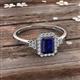 2 - Josie Rainbow Emerald Cut Lab Created Blue Sapphire and Round Diamond Halo Engagement Ring 