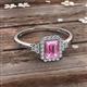 2 - Josie Rainbow Emerald Cut Lab Created Pink Sapphire and Round Diamond Halo Engagement Ring 