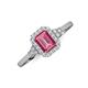 3 - Josie Rainbow Emerald Cut Pink Tourmaline and Round Diamond Halo Engagement Ring 