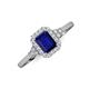 3 - Josie Rainbow Emerald Cut Lab Created Blue Sapphire and Round Diamond Halo Engagement Ring 