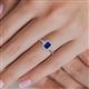 5 - Josie Rainbow Emerald Cut Lab Created Blue Sapphire and Round Diamond Halo Engagement Ring 