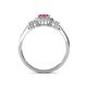 4 - Josie Rainbow Emerald Cut Lab Created Pink Sapphire and Round Diamond Halo Engagement Ring 