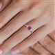 5 - Josie Rainbow Emerald Cut Rhodolite Garnet and Round Diamond Halo Engagement Ring 