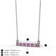 2 - Noela 2.70 mm Round Pink Sapphire and Lab Grown Diamond Horizontal Bar Pendant Necklace 