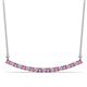 1 - Nancy 2.00 mm Round Pink Sapphire and Diamond Curved Bar Pendant Necklace 