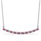 1 - Nancy 2.00 mm Round Pink Tourmaline and Diamond Curved Bar Pendant Necklace 