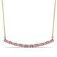 1 - Nancy 2.00 mm Round Pink Sapphire and Lab Grown Diamond Curved Bar Pendant Necklace 