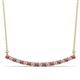 1 - Nancy 2.00 mm Round Pink Tourmaline and Lab Grown Diamond Curved Bar Pendant Necklace 