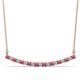 1 - Nancy 2.00 mm Round Pink Tourmaline and Lab Grown Diamond Curved Bar Pendant Necklace 
