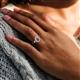 6 - Kristen Rainbow Pear Cut Rhodolite Garnet and Round Diamond Halo Engagement Ring 