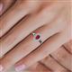 5 - Kristen Rainbow Pear Cut Ruby and Round Diamond Halo Engagement Ring 