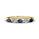 1 - Grace Pear Cut Blue Sapphire and Lab Grown Diamond 5 Stone Wedding Band 