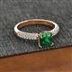 2 - Serina Classic Princess Cut Lab Created Emerald and Round Diamond 3 Row Micro Pave Shank Engagement Ring 