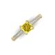 3 - Serina Classic Princess Cut Lab Created Yellow Sapphire and Round Diamond 3 Row Micro Pave Shank Engagement Ring 