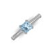 3 - Serina Classic Princess Cut Aquamarine and Round Diamond 3 Row Micro Pave Shank Engagement Ring 