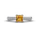 1 - Serina Classic Princess Cut Citrine and Round Diamond 3 Row Micro Pave Shank Engagement Ring 