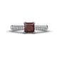 1 - Serina Classic Princess Cut Red Garnet and Round Diamond 3 Row Micro Pave Shank Engagement Ring 