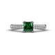 1 - Serina Classic Princess Cut Lab Created Emerald and Round Diamond 3 Row Micro Pave Shank Engagement Ring 