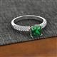 2 - Serina Classic Princess Cut Lab Created Emerald and Round Diamond 3 Row Micro Pave Shank Engagement Ring 