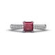 1 - Serina Classic Princess Cut Lab Created Ruby and Round Diamond 3 Row Micro Pave Shank Engagement Ring 