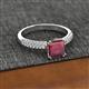2 - Serina Classic Princess Cut Lab Created Ruby and Round Diamond 3 Row Micro Pave Shank Engagement Ring 