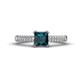 1 - Serina Classic Princess Cut London Blue Topaz and Round Diamond 3 Row Micro Pave Shank Engagement Ring 