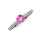 3 - Serina Classic Round Pink Sapphire and Diamond 3 Row Micro Pave Shank Engagement Ring 
