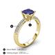 4 - Serina Classic Princess Cut Lab Created Blue Sapphire and Round Diamond 3 Row Micro Pave Shank Engagement Ring 