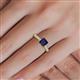5 - Serina Classic Princess Cut Lab Created Blue Sapphire and Round Diamond 3 Row Micro Pave Shank Engagement Ring 