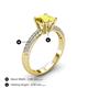 4 - Serina Classic Princess Cut Lab Created Yellow Sapphire and Round Diamond 3 Row Micro Pave Shank Engagement Ring 