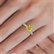 5 - Serina Classic Princess Cut Lab Created Yellow Sapphire and Round Diamond 3 Row Micro Pave Shank Engagement Ring 
