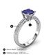 4 - Serina Classic Princess Cut Lab Created Blue Sapphire and Round Diamond 3 Row Micro Pave Shank Engagement Ring 