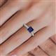 5 - Serina Classic Princess Cut Lab Created Blue Sapphire and Round Diamond 3 Row Micro Pave Shank Engagement Ring 