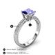 4 - Serina Classic Princess Cut Tanzanite and Round Diamond 3 Row Micro Pave Shank Engagement Ring 