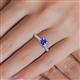 5 - Serina Classic Princess Cut Tanzanite and Round Diamond 3 Row Micro Pave Shank Engagement Ring 