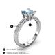 4 - Serina Classic Princess Cut Aquamarine and Round Diamond 3 Row Micro Pave Shank Engagement Ring 
