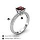 4 - Serina Classic Princess Cut Red Garnet and Round Diamond 3 Row Micro Pave Shank Engagement Ring 