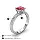 4 - Serina Classic Princess Cut Rhodolite Garnet and Round Diamond 3 Row Micro Pave Shank Engagement Ring 