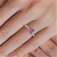 5 - Serina Classic Princess Cut Rhodolite Garnet and Round Diamond 3 Row Micro Pave Shank Engagement Ring 