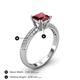 4 - Serina Classic Princess Cut Lab Created Ruby and Round Diamond 3 Row Micro Pave Shank Engagement Ring 