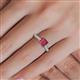 5 - Serina Classic Princess Cut Lab Created Ruby and Round Diamond 3 Row Micro Pave Shank Engagement Ring 