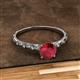 2 - Daisy Classic Round Ruby and Lab Grown Diamond Floral Engraved Engagement Ring 