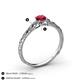 4 - Daisy Classic Round Ruby and Lab Grown Diamond Floral Engraved Engagement Ring 