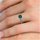 5 - Daisy Classic Round London Blue Topaz and Lab Grown Diamond Floral Engraved Engagement Ring 