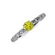 3 - Daisy Classic Round Yellow and White Lab Grown Diamond Floral Engraved Engagement Ring 