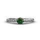 1 - Daisy Classic Round Lab Created Alexandrite and Lab Grown Diamond Floral Engraved Engagement Ring 