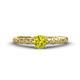 1 - Daisy Classic Round Yellow and White Lab Grown Diamond Floral Engraved Engagement Ring 